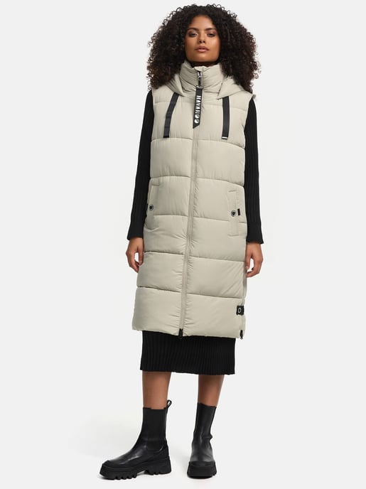 Navahoo chaleco acolchado para mujer Schnuffelchen – Largo & con capucha - Image 1