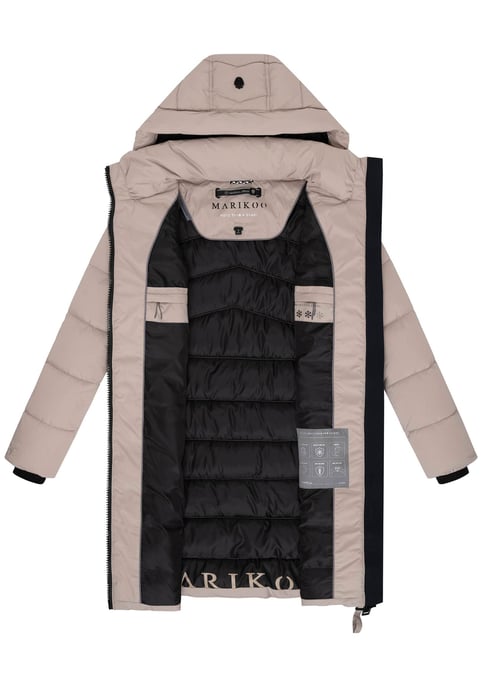 Abrigo de invierno Marikoo Kaltnäschen para mujer con capucha desmontable - Image 4