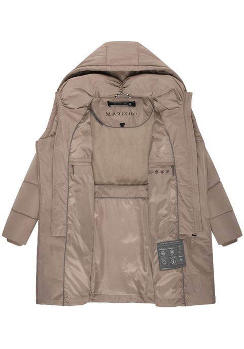 Abrigo acolchado de mujer Marikoo Virenaa con diseño de capas y forro polar - Image 4