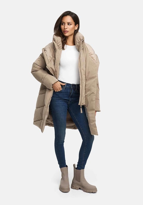 Abrigo acolchado de mujer Marikoo Virenaa con diseño de capas y forro polar - Image 5