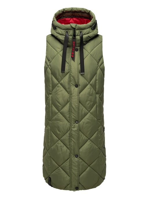 Navahoo chaleco acolchado largo para mujer Schnuckel – Moderno & con capucha - Image 1