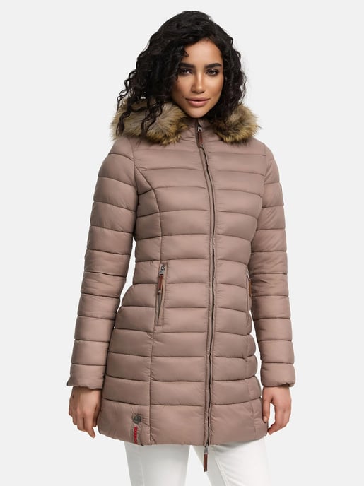 Chaqueta Marikoo Rose para mujer con diseño acolchado y cuello de pelo sintético desmontable - Image 6