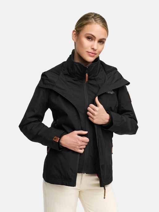 Chaqueta de entretiempo Marikoo Erdbeere para mujer con doble cuello y forro polar - Image 2