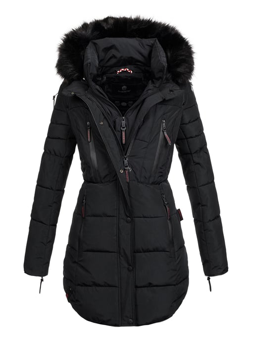 Chaqueta larga de invierno Marikoo Moonshine para mujer con cuello de pelo sintético y forro de borreguito - Image 1
