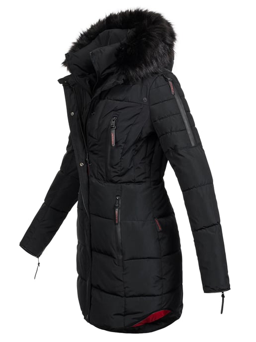 Chaqueta larga de invierno Marikoo Moonshine para mujer con cuello de pelo sintético y forro de borreguito - Image 2