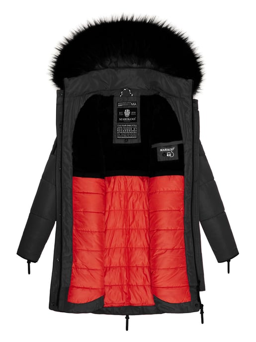 Chaqueta larga de invierno Marikoo Moonshine para mujer con cuello de pelo sintético y forro de borreguito - Image 4