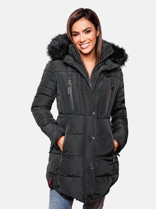 Chaqueta larga de invierno Marikoo Moonshine para mujer con cuello de pelo sintético y forro de borreguito - Image 5