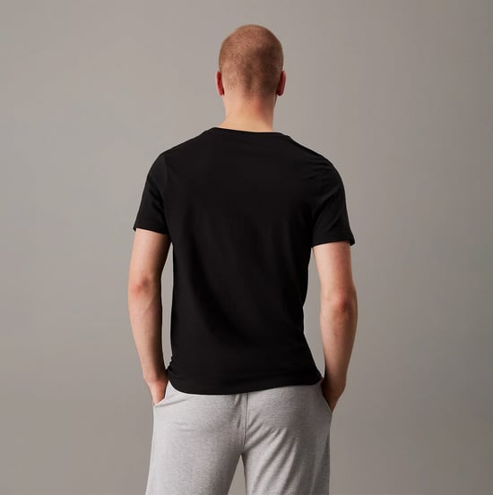 Calvin Klein Paquete de 3 Camisetas para Hombre 100% Algodón Negro/Gris Jaspeado/Blanco - Image 3