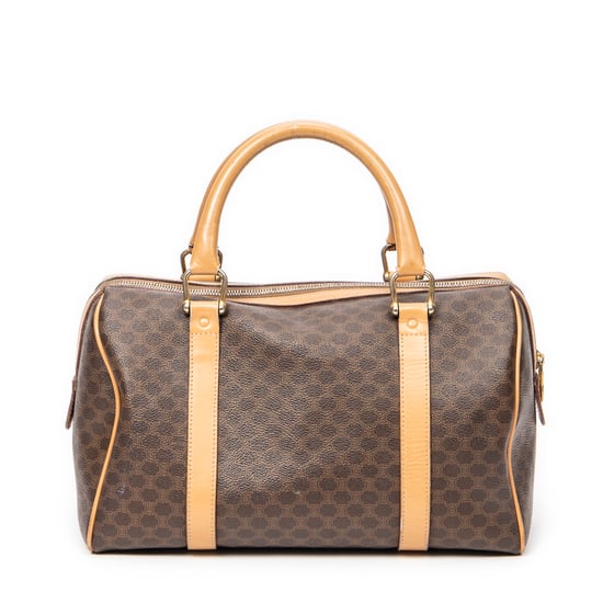 Celine Vintage Small Boston en Marrón/Beige Lona recubierta - Image 5
