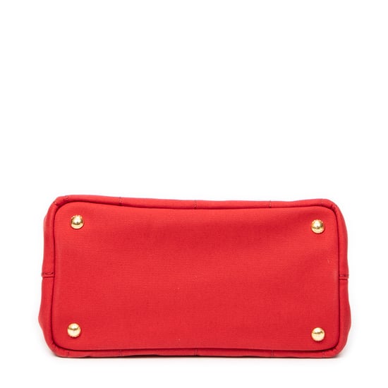 Prada Small Canapa Tote en Rojo Lienzo - Image 6