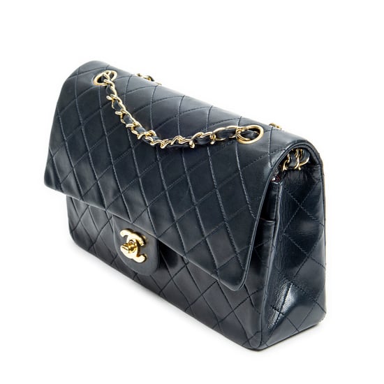 Chanel Classic Double Flap 26 en Azul marino Piel de becerro - Image 2