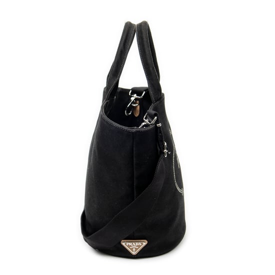 Prada Canapa Shopping Tote en Negro Lienzo - Image 4