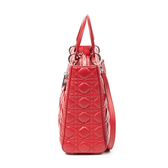 Dior Large Lady Dior Zip en Rojo Piel de becerro - Image 3