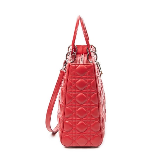 Dior Large Lady Dior Zip en Rojo Piel de becerro - Image 4