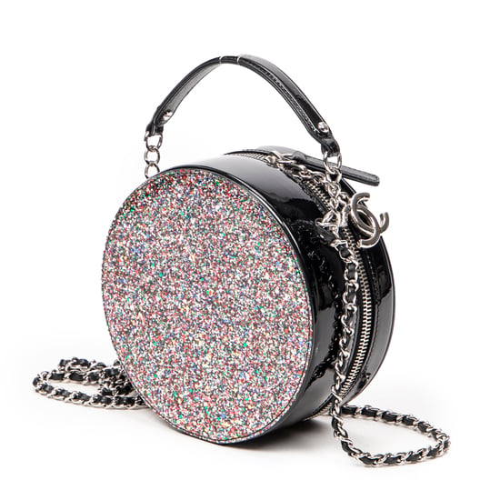 Chanel CC Round Glitter Chain Crossbody en Negro/Muticolor Piel de becerro - Image 2
