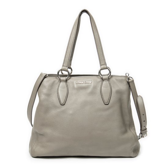 Miu Miu Middle Zip Tote en Gris Piel de becerro - Image 1
