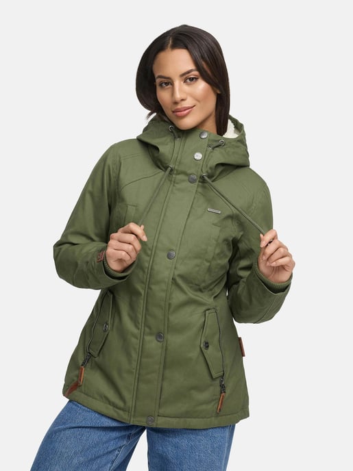 Chaqueta de invierno Marikoo para mujer con capucha y forro de borreguito - Image 4