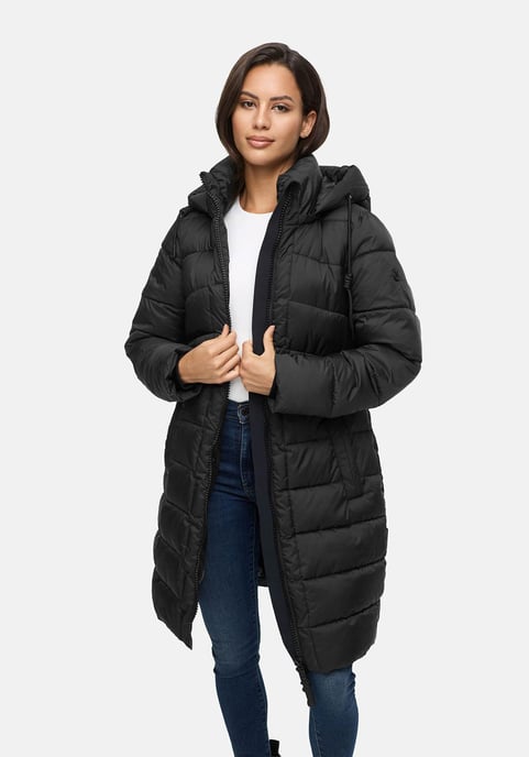Abrigo de invierno Marikoo Kaltnäschen para mujer con capucha desmontable - Image 6