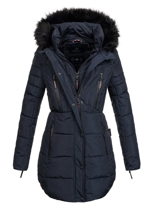 Chaqueta larga de invierno Marikoo Moonshine para mujer con cuello de pelo sintético y forro de borreguito - Image 1