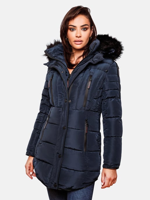 Chaqueta larga de invierno Marikoo Moonshine para mujer con cuello de pelo sintético y forro de borreguito - Image 5