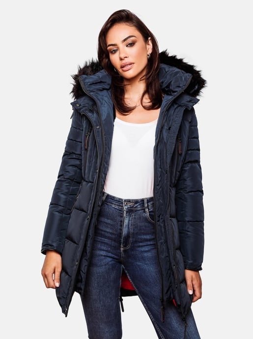 Chaqueta larga de invierno Marikoo Moonshine para mujer con cuello de pelo sintético y forro de borreguito - Image 6