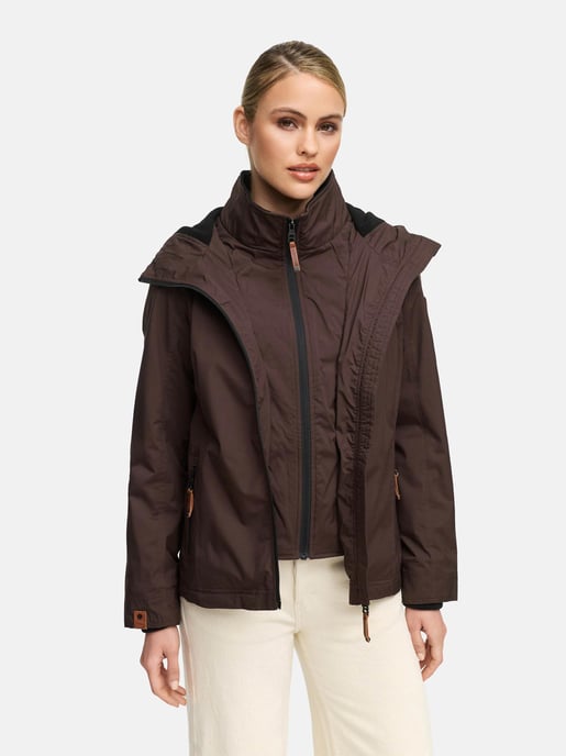 Chaqueta de entretiempo Marikoo Erdbeere para mujer con doble cuello y forro polar - Image 3