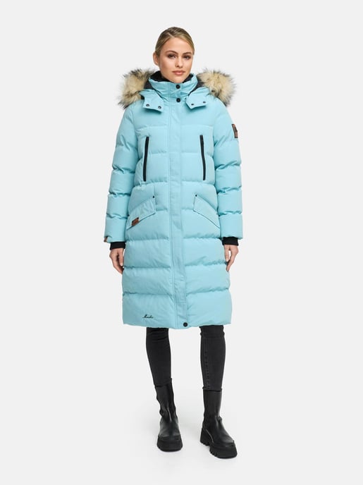 Marikoo abrigo de invierno mujer – Schneesternchen largo con capucha y cuello de pelo sintético - Image 3