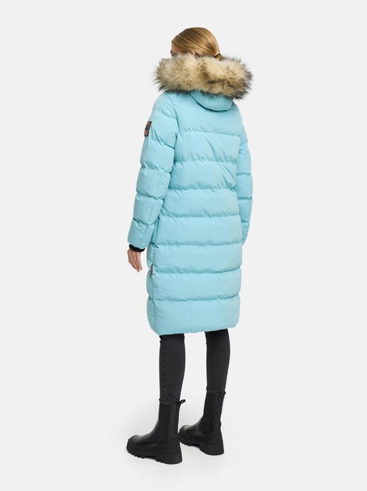 Marikoo abrigo de invierno mujer – Schneesternchen largo con capucha y cuello de pelo sintético - Image 4