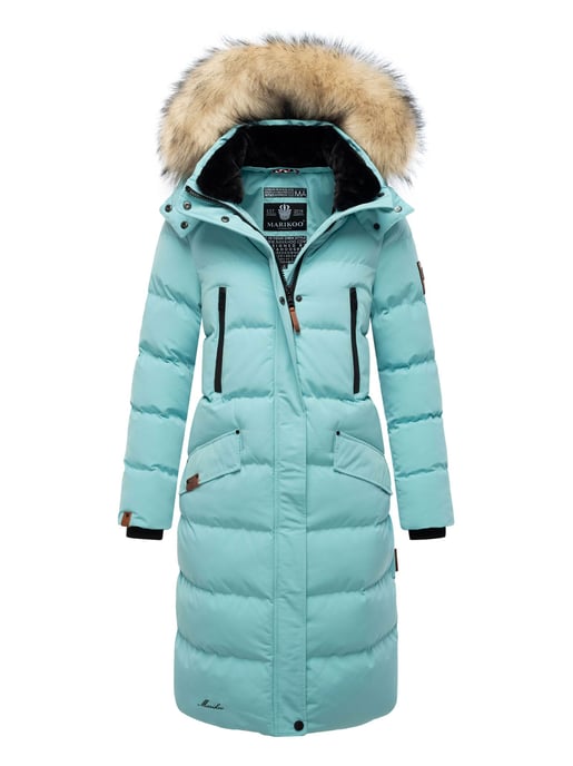 Marikoo abrigo de invierno mujer – Schneesternchen largo con capucha y cuello de pelo sintético - Image 5