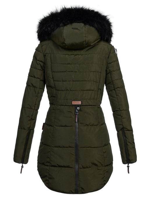 Chaqueta larga de invierno Marikoo Moonshine para mujer con cuello de pelo sintético y forro de borreguito - Image 3