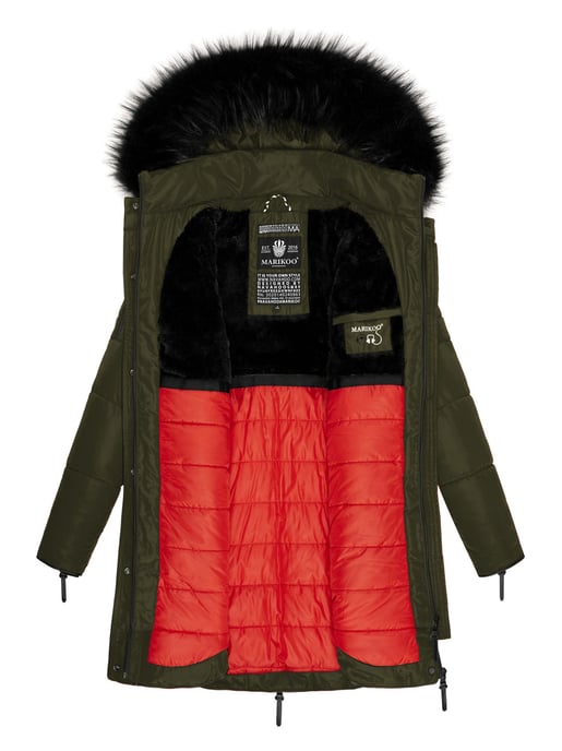 Chaqueta larga de invierno Marikoo Moonshine para mujer con cuello de pelo sintético y forro de borreguito - Image 4