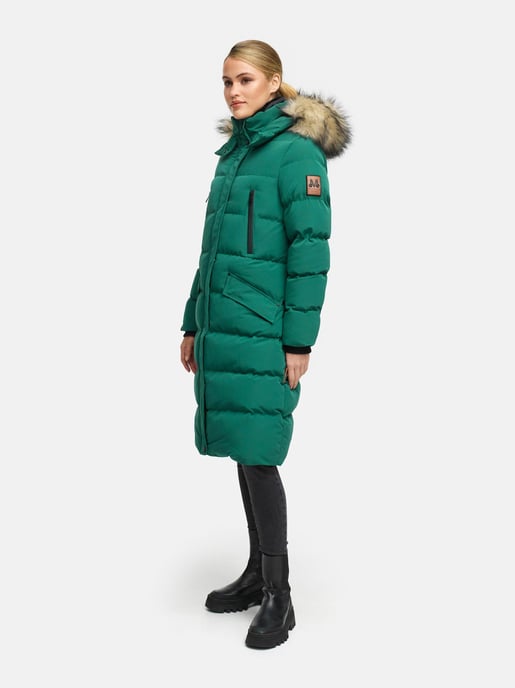 Marikoo abrigo de invierno mujer – Schneesternchen largo con capucha y cuello de pelo sintético - Image 3
