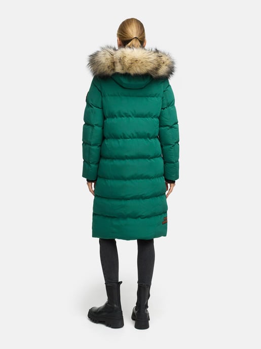 Marikoo abrigo de invierno mujer – Schneesternchen largo con capucha y cuello de pelo sintético - Image 4
