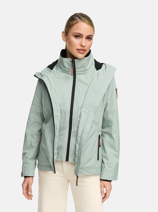 Chaqueta de entretiempo Marikoo Erdbeere para mujer con doble cuello y forro polar - Image 1