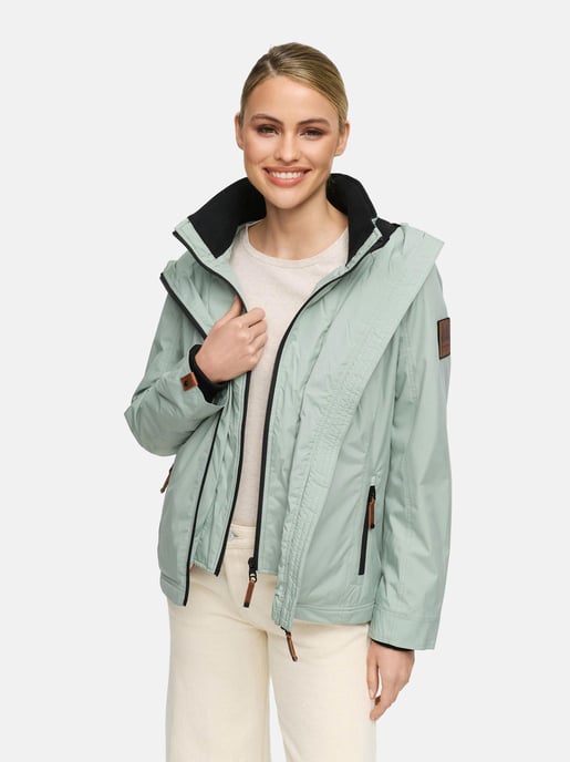 Chaqueta de entretiempo Marikoo Erdbeere para mujer con doble cuello y forro polar - Image 3