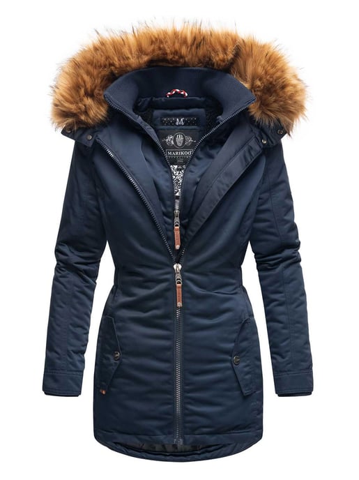 Marikoo abrigo de invierno mujer – Sanakoo cálido con cuello de pelo sintético desmontable - Image 1