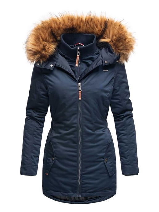 Marikoo abrigo de invierno mujer – Sanakoo cálido con cuello de pelo sintético desmontable - Image 2