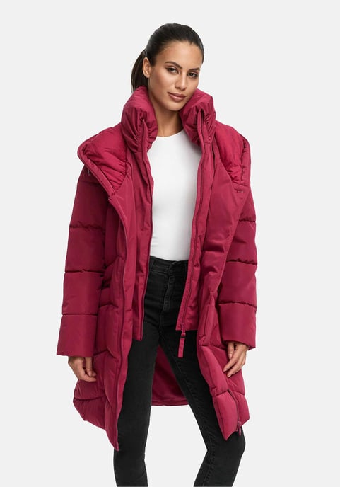 Abrigo acolchado de mujer Marikoo Virenaa con diseño de capas y forro polar - Image 6