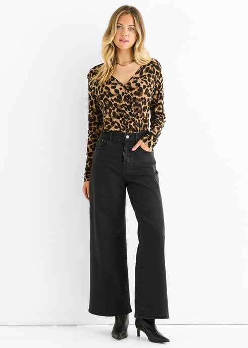 Body de jersey con estampado animal marrón - Image 1