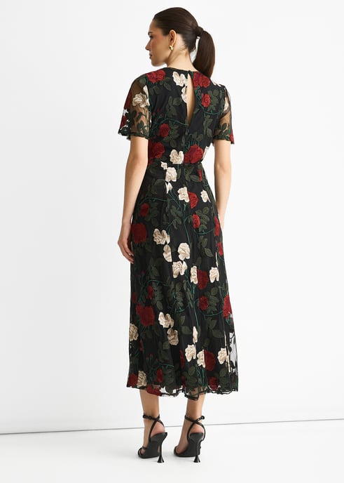Vestido midi bordado para ocasiones especiales con mangas Black Angel - Image 4