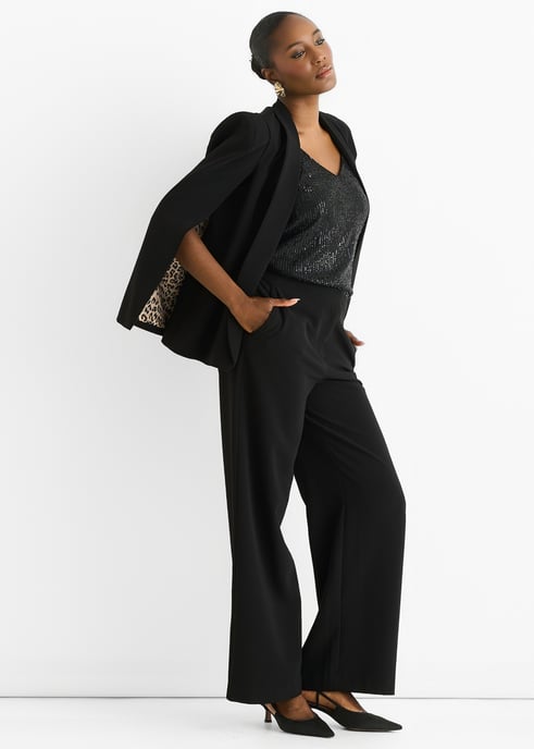 Blazer tipo capa con forro animal print en contraste negro - Image 3