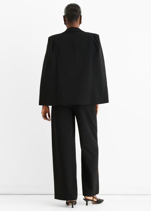 Blazer tipo capa con forro animal print en contraste negro - Image 4