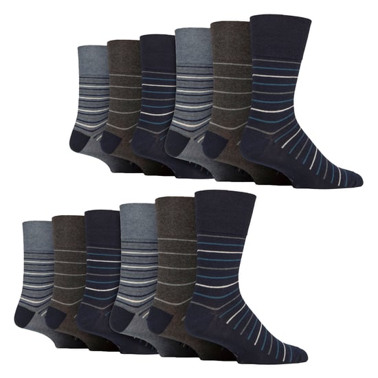 12 Pares de Calcetines de Algodón para Hombre | Calcetines Suaves con Patrón Sin Presión para el Uso Diario - Image 1