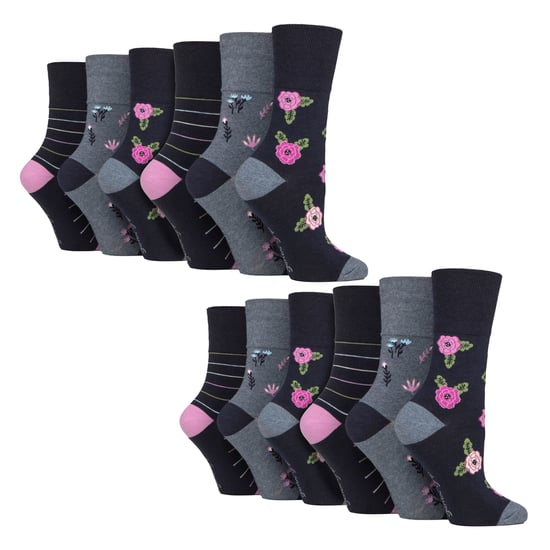 12 Pares de Calcetines de Algodón para Mujeres | Calcetines Diarios Suaves y Sin Compresión con Estampado - Image 1