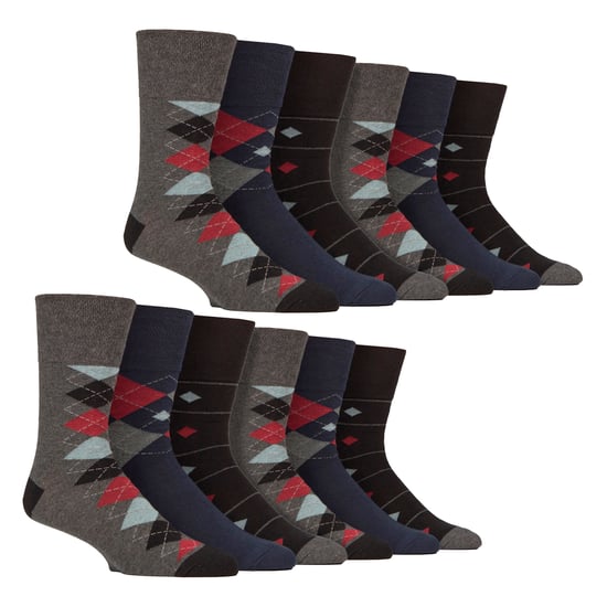 12 Pares de Calcetines de Algodón para Hombre | Calcetines Suaves de Patrón Sin Ajuste para el Uso Diario - Image 1