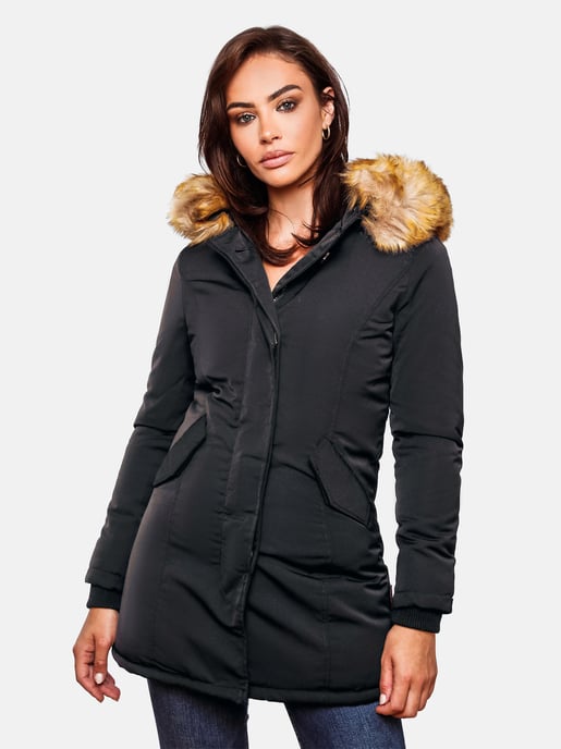 Marikoo Karmaa Damen Winter Jacke Parka Mantel Winterjacke warm gefüttert B362 Schwarz Größe XS - Gr. 34 - Image 1
