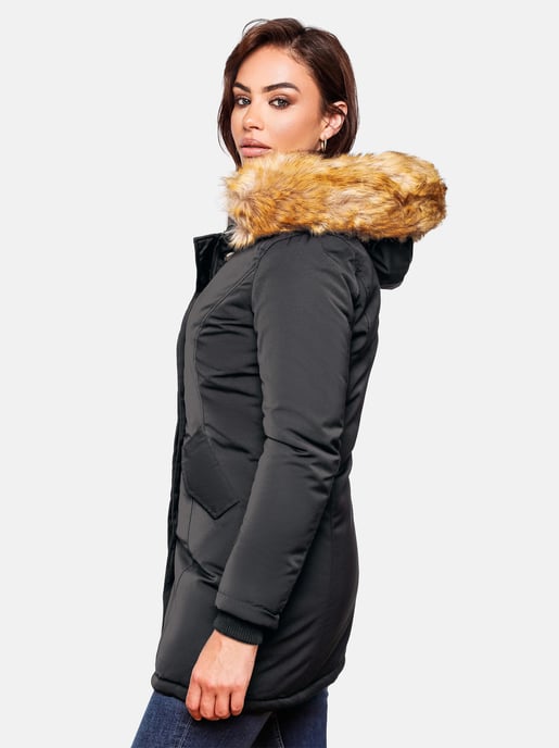 Marikoo Karmaa Damen Winter Jacke Parka Mantel Winterjacke warm gefüttert B362 Schwarz Größe XS - Gr. 34 - Image 3