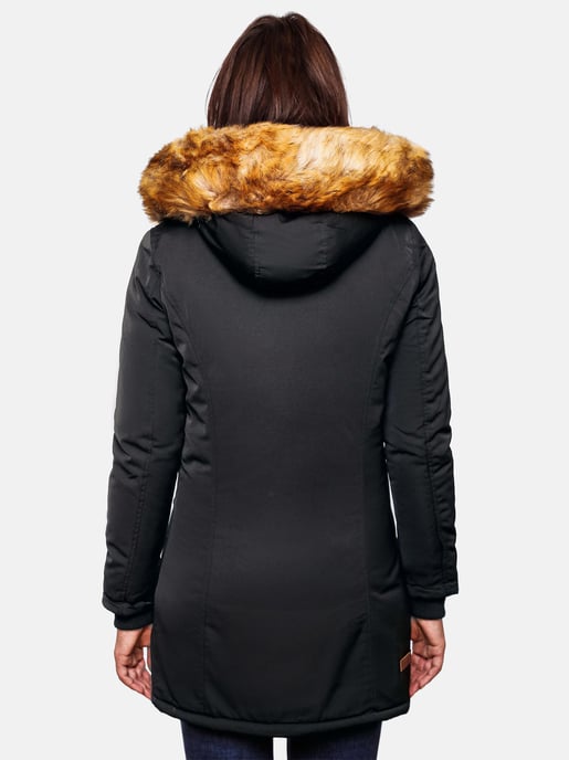 Marikoo Karmaa Damen Winter Jacke Parka Mantel Winterjacke warm gefüttert B362 Schwarz Größe XS - Gr. 34 - Image 4