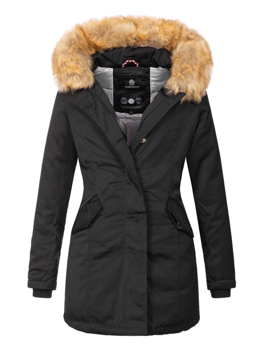 Marikoo Karmaa Damen Winter Jacke Parka Mantel Winterjacke warm gefüttert B362 Schwarz Größe XS - Gr. 34 - Image 5