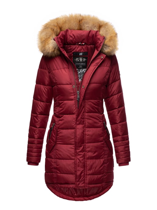 Navahoo Abrigo de Invierno Mujer Papaya – Entallado, Cálido & Con Cuello de Pelo Desmontable - Image 1